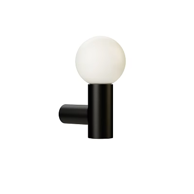 Contemporary Black Wall Light With White Globe Shade And Minimalist Design 3d model