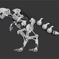 White Mechanical Dinosaur Skeleton With Robotic Joints And Red Blue Wires