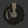 Military Hand Grenade Weapon With Cylindrical Metal Body Worn Surface White Stripe And Fuse Ring