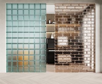 Modern glass brick glass partition 3d model