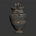 Antique Bronze Vase With Elephant Head Handles And Intricate Floral Carvings