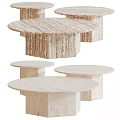 Beige Marble Round Dining Tables In Various Sizes With Modern Minimalist Design 3d model