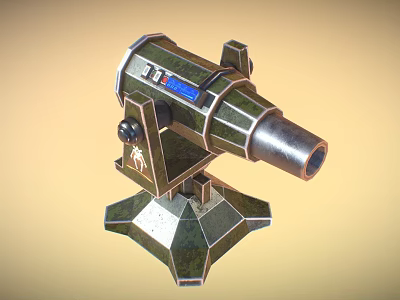 Military Weapon Turret With Metallic Structure Stable Base And Control Panel 3d model