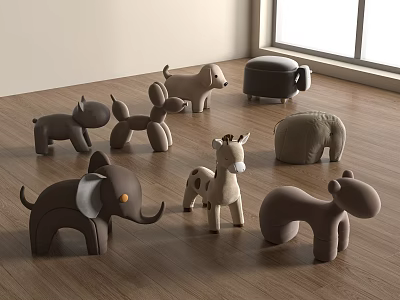 Modern Children's Chair Plush Toy Doll Animal Doll Children's Chair 3d model