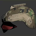 Tactical Military Helmet With Camouflage Pattern Top Mounted Attachments And Side Components 3d model