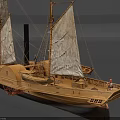 Wooden Sailboat Model With White Sails Wooden Masts And Detailed Hull Design