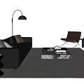 Black Leather Sofa With Accent Chair And Marble Top Coffee Table Set On Light Rug