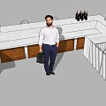 Stylish Modern Bar Counter With Bar Stools Wine Bottles Glasses And Fruits