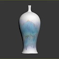 Modern Decorative Furniture Vase With White And Blue Gradient Artistic Design
