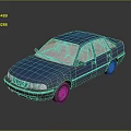 Blue Sedan 3D Model Car With Detailed Exterior And Shiny Surface