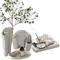Elegant Modern Ceramic Vase With Green Branches And Fresh Leaves Decoration