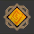 Decorative Household Item With Wooden Frame Geometric Cutout Design Orange Diamond Panel And Spiral Pattern