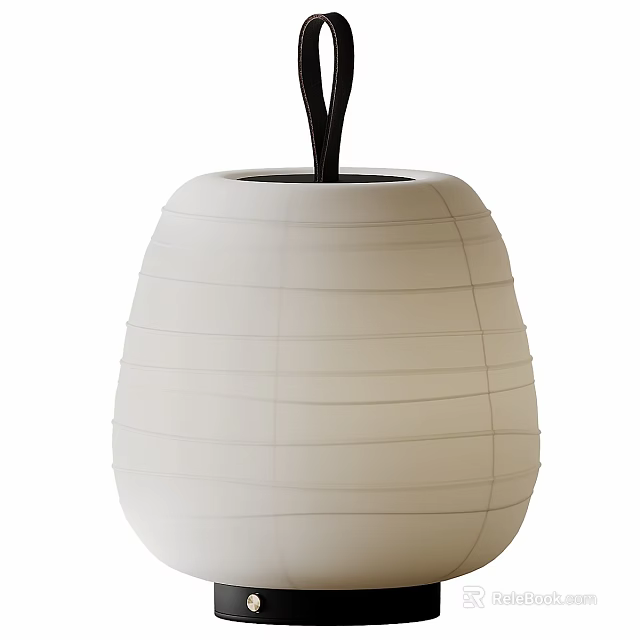 White Cylindrical Table Lamp with Horizontal Striped Texture and Modern Design 3d model