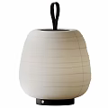 White Cylindrical Table Lamp with Horizontal Striped Texture and Modern Design 3d model