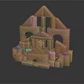 Modern Building Block Square House Square House Pixel House Building Block House 3d model