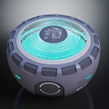 Modern Circular Bluetooth Speaker With Blue LED Lights Mesh Surface And Bottom Control Buttons