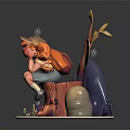 Modern game character girly stump 3d model