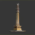 Scenic View of Ancient Multi tiered Tower Featuring Yellow Red Facade Decorative Top Square Base