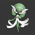 Green Fantasy Game and Movie Character with White Flowing Ribbons and Red Eyes