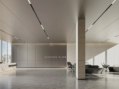 Modern Minimalist Commercial Office Reception Lobby With Elegant Interior Design And Spacious Guest Waiting Area 3d model