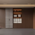 Modern Wardrobe Design With Wooden Sliding Doors And Storage Shelves