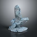 Artistic Wood And Stone Sculpture With Blue Gray Texture And Irregular Shape