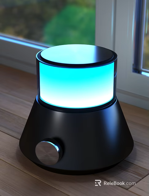 Modern Decorative Light With Blue Illumination Black Base Design For Indoor Wooden Surface Decoration 3d model 