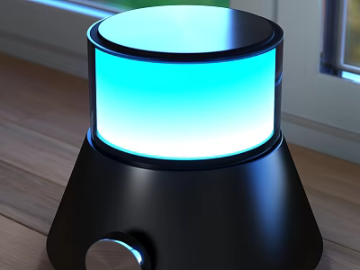 Modern Decorative Light With Blue Illumination Black Base Design For Indoor Wooden Surface Decoration 3d model
