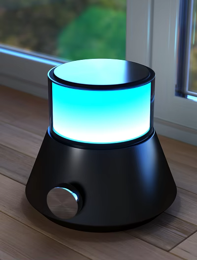 Modern Decorative Light With Blue Illumination Black Base Design For Indoor Wooden Surface Decoration 3d model