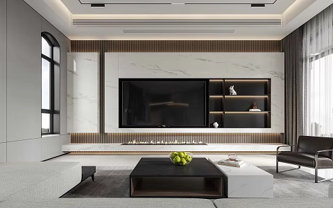 Modern TV background wall 3d model