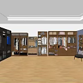 Spacious Walk in Closet with Wooden and Black Wardrobe Design Hanging Rods Drawers and Shelves
