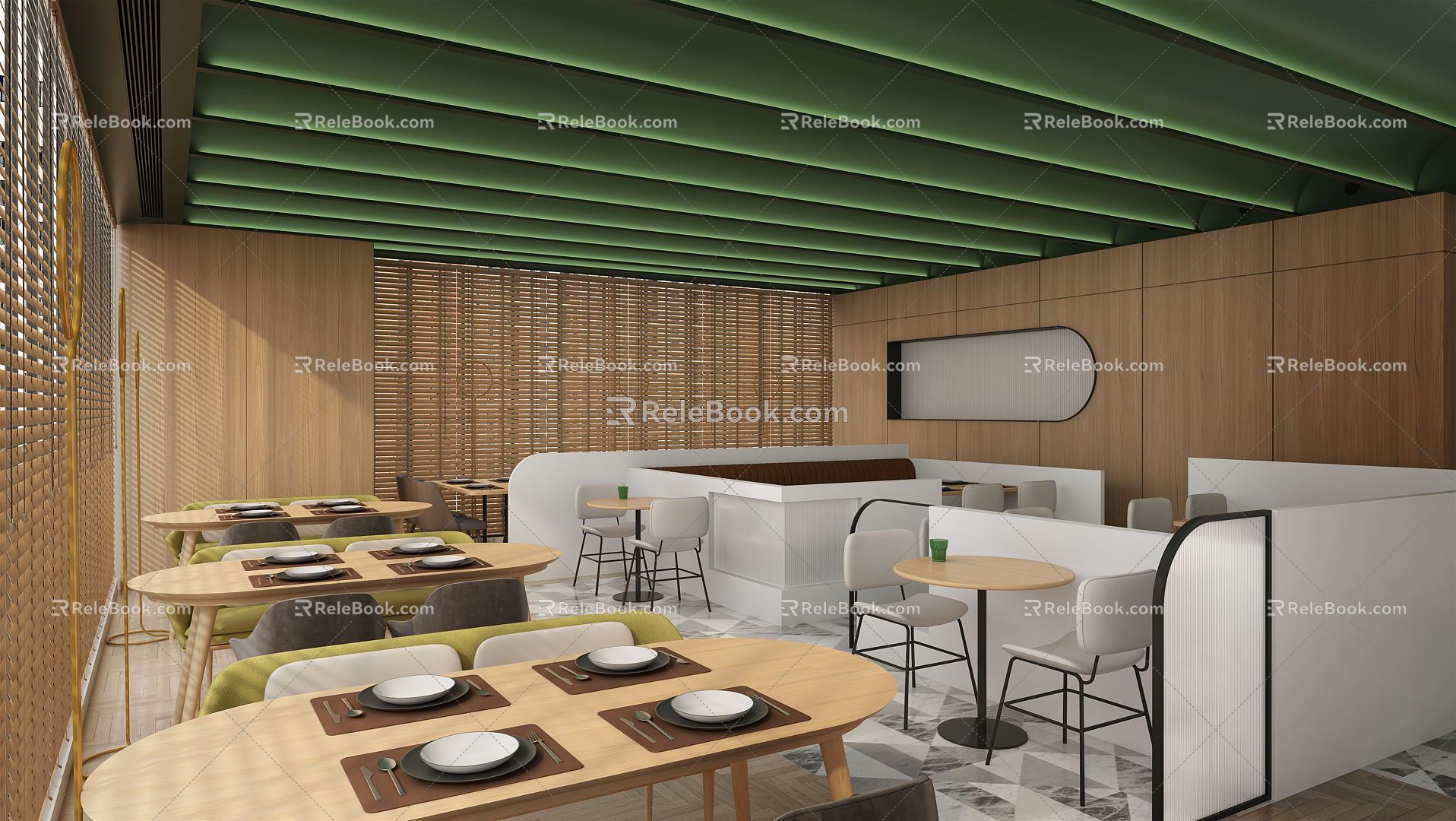 Modern Restaurant Fast Food Dining Space 3d model