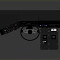 Advanced Control Panel Featuring Steering Wheel Dashboard Gauges Monitor And Control Buttons