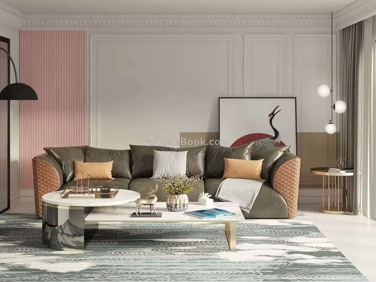 Sofa coffee table combination 3d model