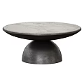 Modern Round Coffee Table Featuring Marble Top And Metal Pedestal Base