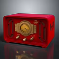 Retro Radio Speaker Red Vogue With Golden Dials And Classic Design