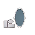 Ornate Oval Mirror With Carved Frame And Small Square Round Mirrors On Light Wall