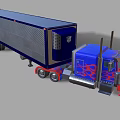 Optimus Prime Game Movie Character In Truck Form With Blue Logo And Semi Trailer