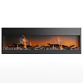 Modern Electric Fireplace With Realistic Flame Effect And Black Glass Panel Design