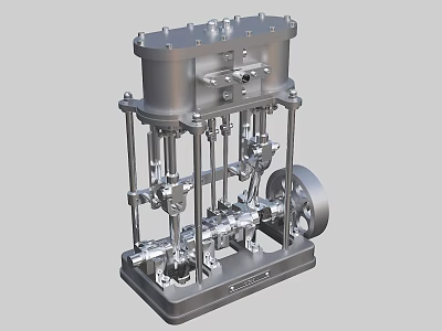 2 cylinder simple vertical steam engine 3d model