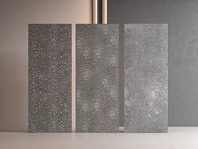 Three Decorative Gray Textured Wall Panels With Different Textures For Modern Background Wall 3d model