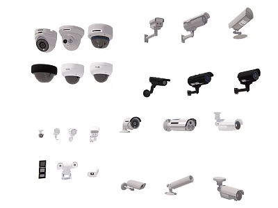 Projection Surveillance Security System With Various Dome Bullet Indoor Outdoor Cameras 3d model