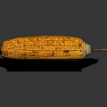 Grilled Corn on Wooden Sticks Served on Black Plates with Yellow Kernels