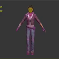 3D Game and Movie Character with Brown Jacket Blue Jeans Gloves and Utility Belt Design