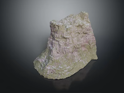 Garden Landscape Natural Rock Formation With Textured Surface And Green Pink Tones 3d model