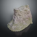 Garden Landscape Natural Rock Formation With Textured Surface And Green Pink Tones