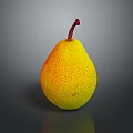 Fresh Ripe Yellow Orange Pear With Red Stem On Dark Background