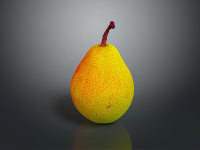 Fresh Ripe Yellow Orange Pear With Red Stem On Dark Background 3d model