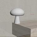 Modern Mushroom Table Lamp With White Lampshade And Base On Gray Wall Light Tabletop