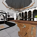 Luxury Boutique Interior With Display Shelves Chandeliers And Decorative Display Tables